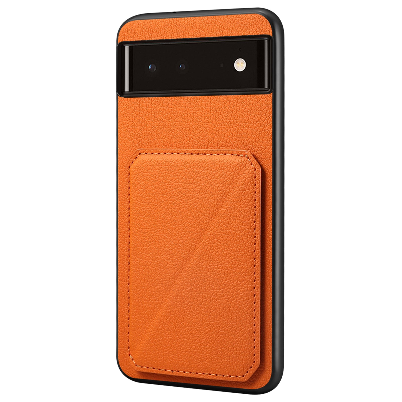 For Google Pixel 6 Case Kickstand Calf Textured Leather+PC+TPU Phone Shell For Google Pixel 6 Case Kickstand Calf Textured Leather+PC+TPU Phone Shell